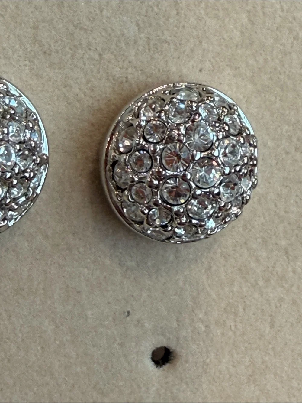 Swarovski Clear Crystal Pavé Dome Stud Earrings Silver Tone-1058